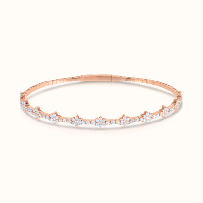 Halfway Flower Natural Diamond Flexible Bangle - AVIR New York