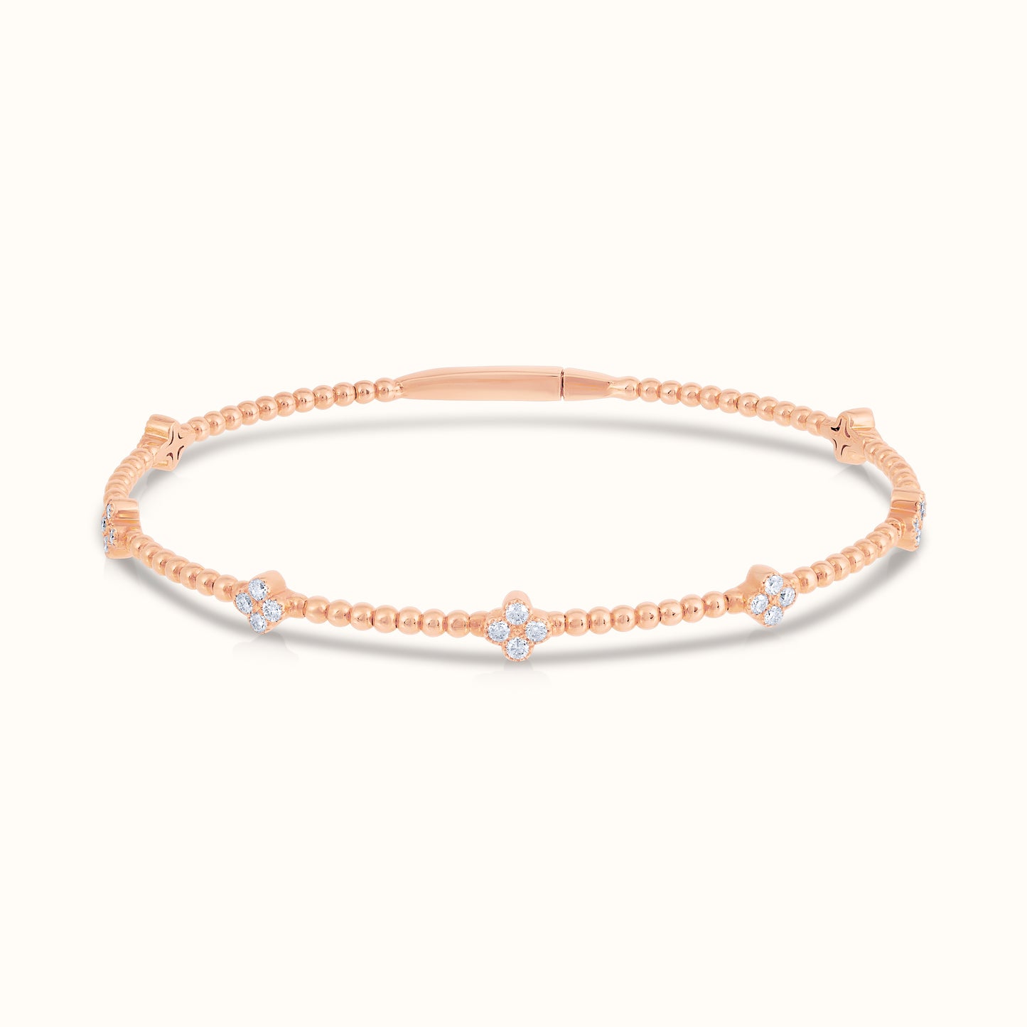 Natural Diamond Flexible Beaded Flower Cluster Bangle - AVIR New York