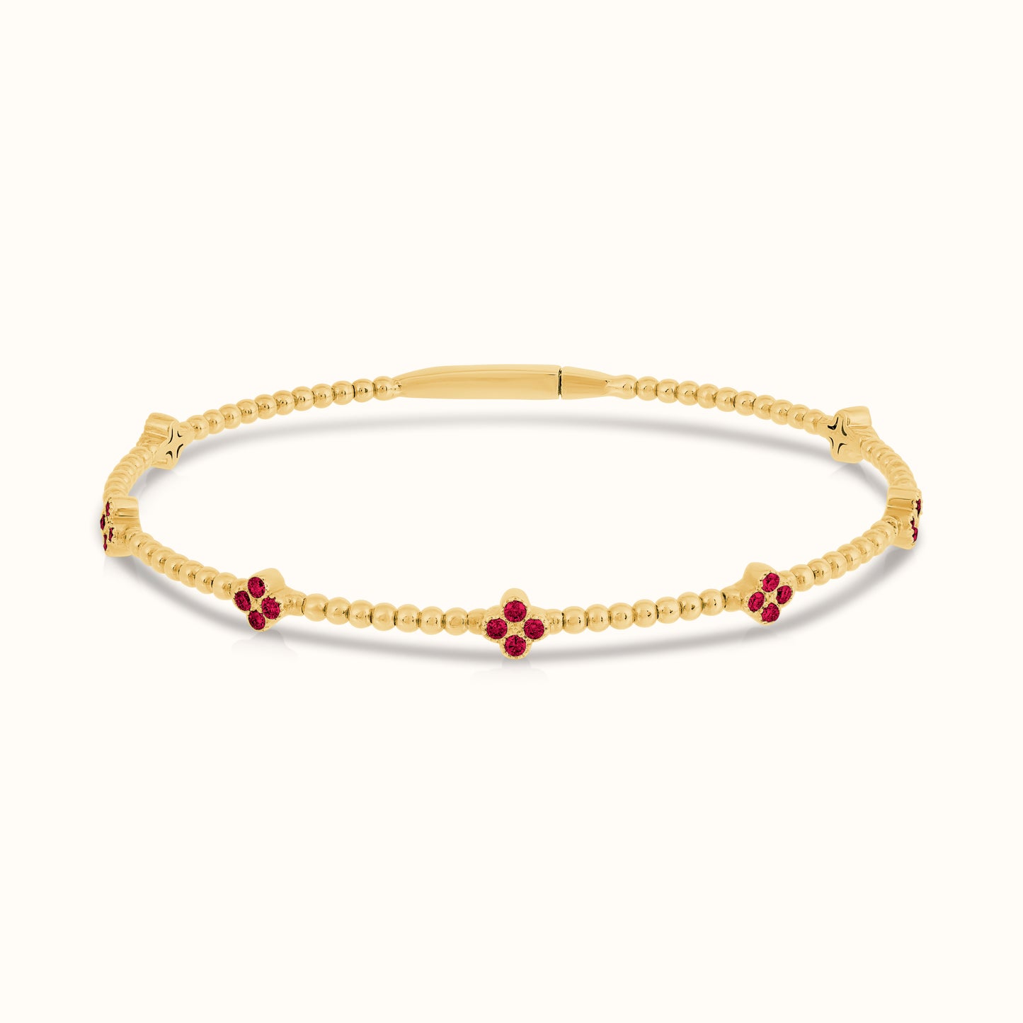 Flexible Beaded Flower Colored Gemstone 0.45 Carat Bangle - AVIR New York