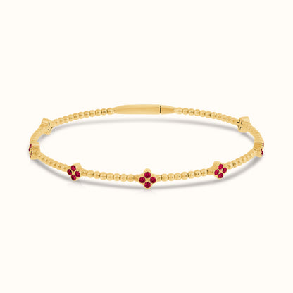 Flexible Beaded Flower Colored Gemstone 0.45 Carat Bangle - AVIR New York