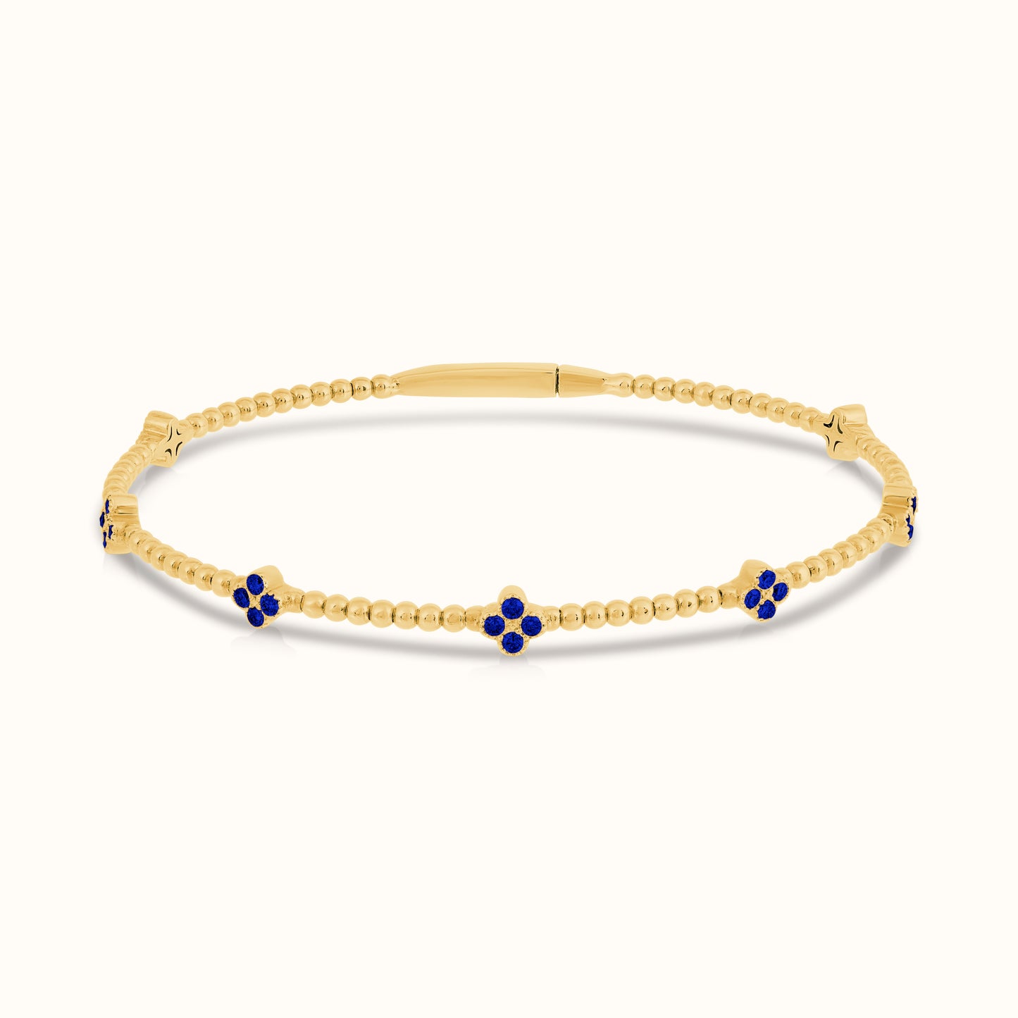 Flexible Beaded Flower Colored Gemstone 0.45 Carat Bangle - AVIR New York