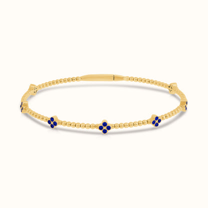Flexible Beaded Flower Colored Gemstone 0.45 Carat Bangle - AVIR New York