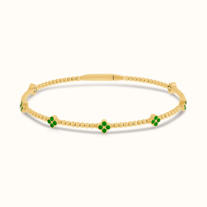 Flexible Beaded Flower Colored Gemstone 0.45 Carat Bangle - AVIR New York