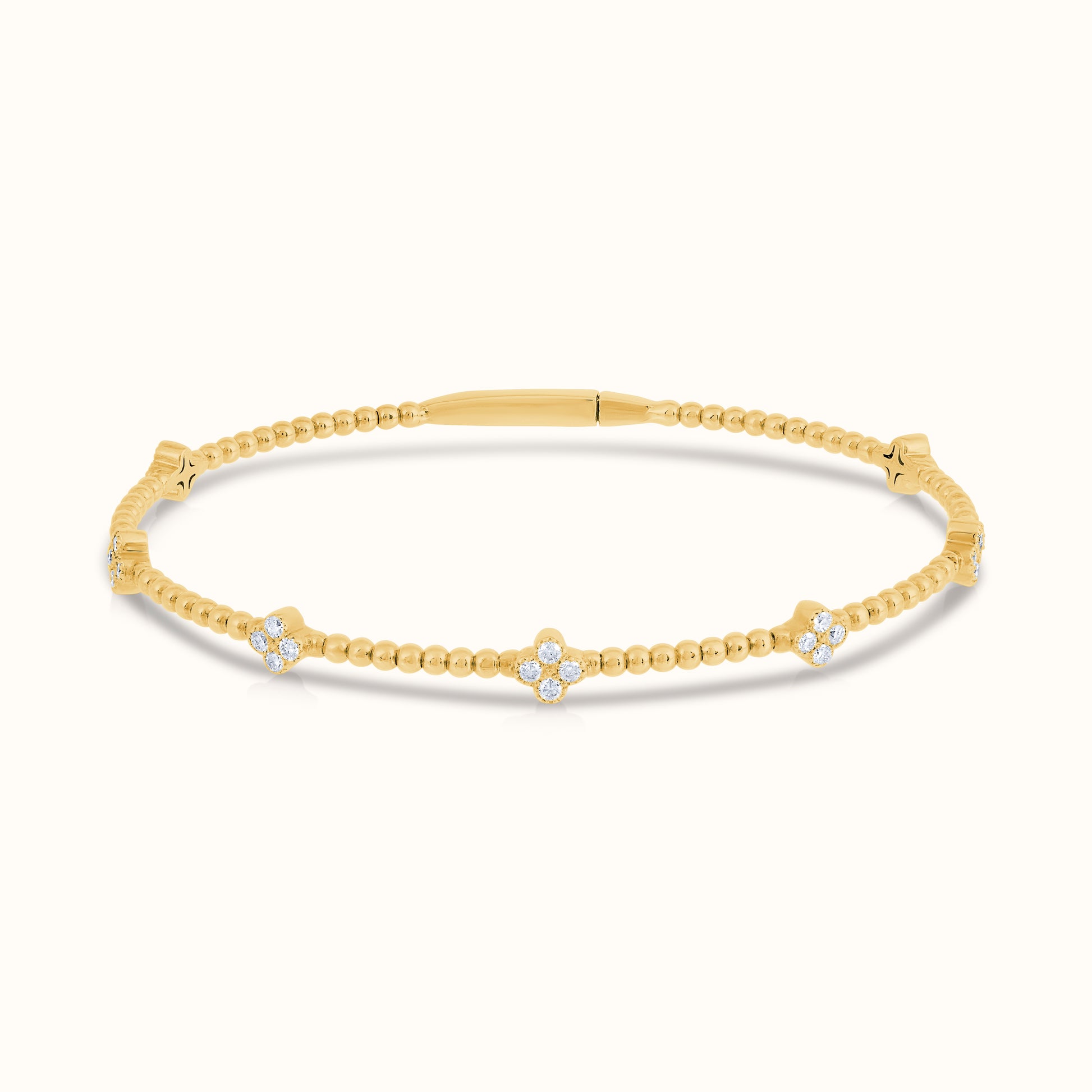 Lab Grown Diamond Flexible Beaded Flower Cluster Bangle - AVIR New York