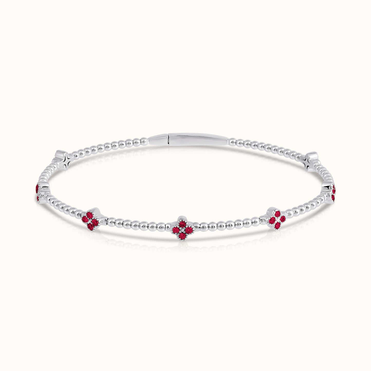 Flexible Beaded Flower Colored Gemstone 0.45 Carat Bangle - AVIR New York