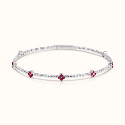 Flexible Beaded Flower Colored Gemstone 0.45 Carat Bangle - AVIR New York