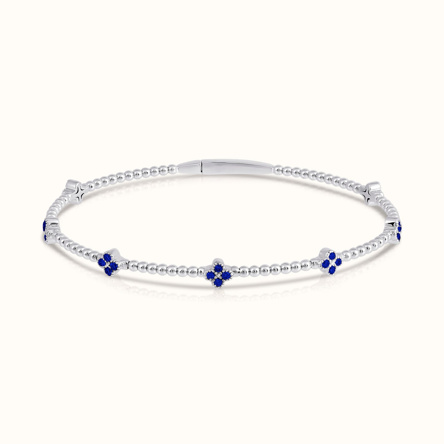 Flexible Beaded Flower Colored Gemstone 0.45 Carat Bangle - AVIR New York