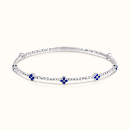 Flexible Beaded Flower Colored Gemstone 0.45 Carat Bangle - AVIR New York