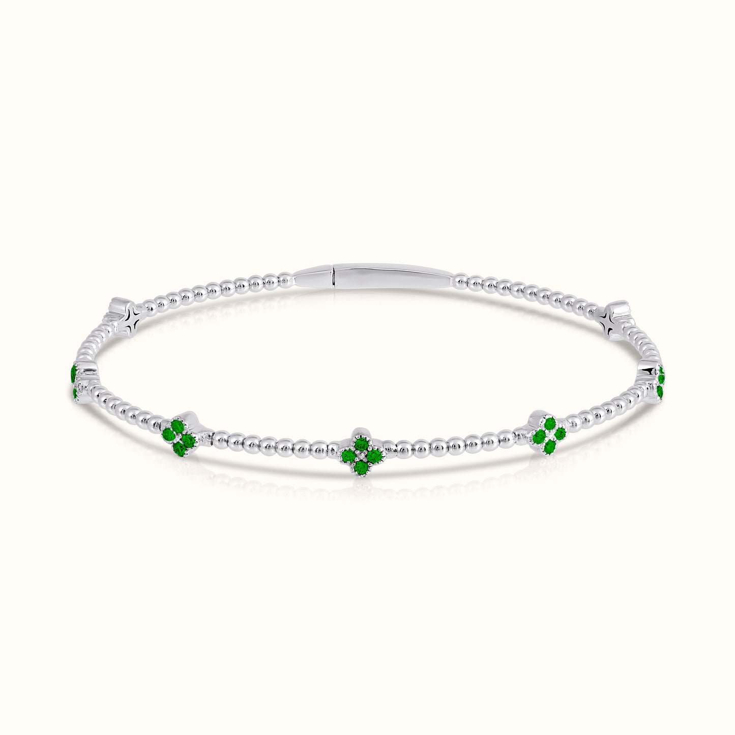 Flexible Beaded Flower Colored Gemstone 0.45 Carat Bangle - AVIR New York