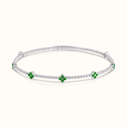 Flexible Beaded Flower Colored Gemstone 0.45 Carat Bangle - AVIR New York