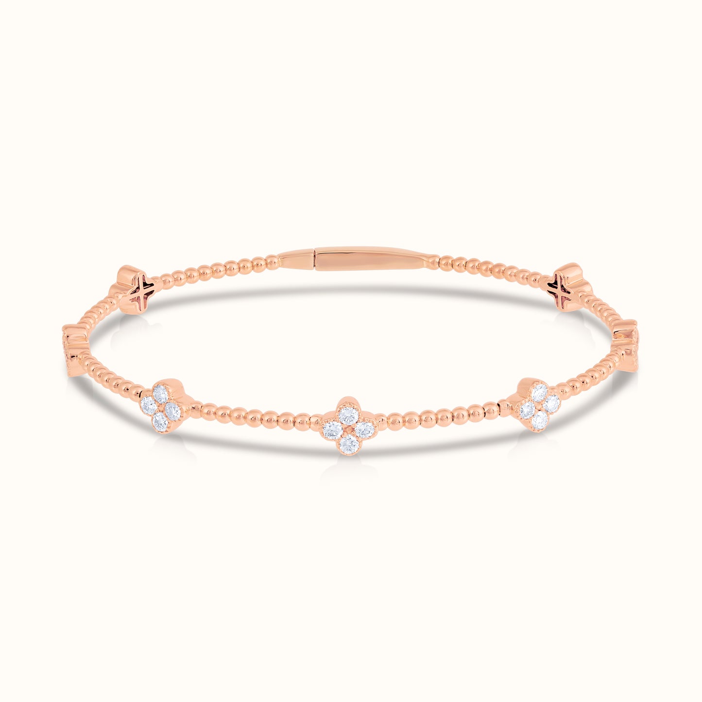 Lab Grown Diamond Flexible Beaded Flower Cluster Bangle - AVIR New York