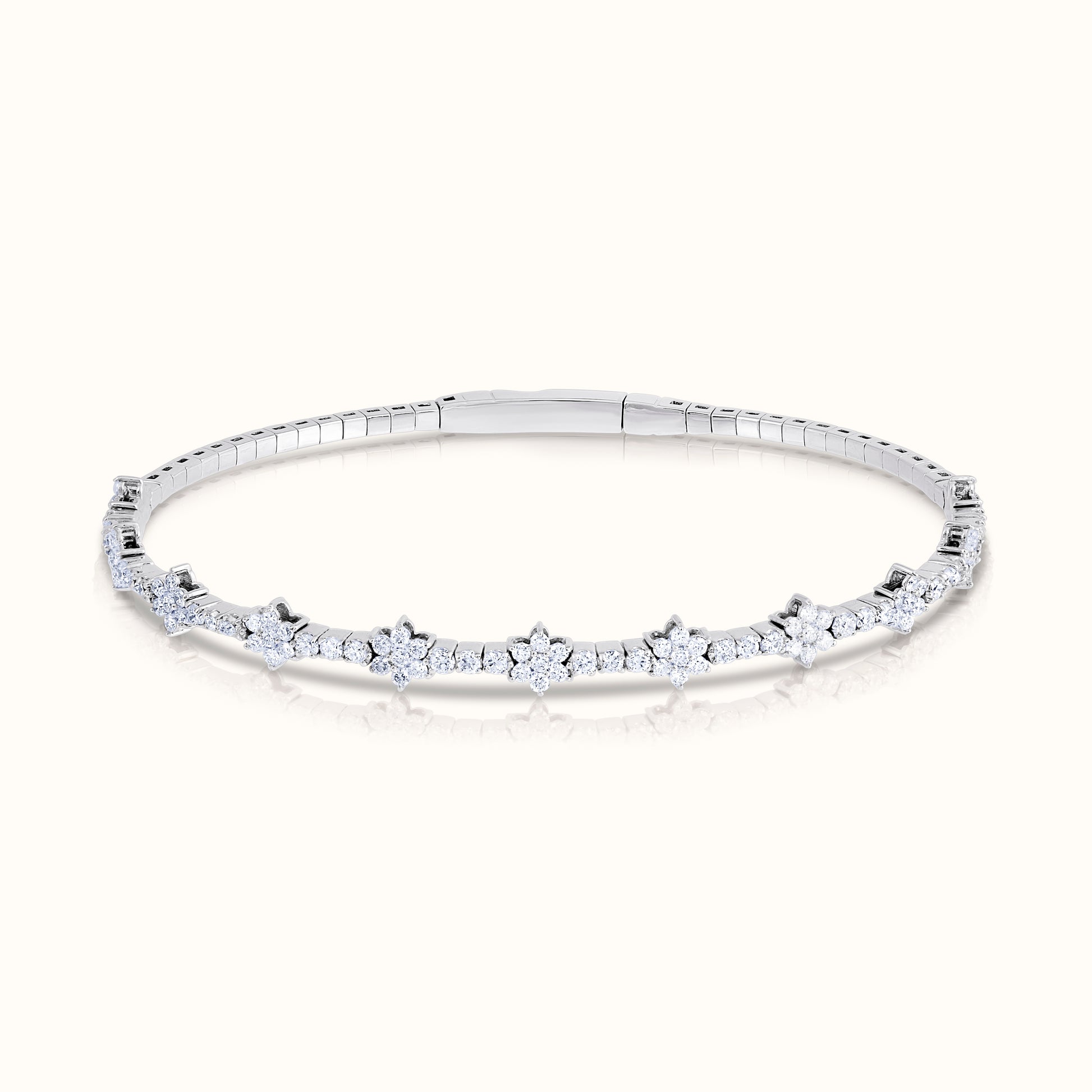 Halfway Flower Natural Diamond Flexible Bangle - AVIR New York