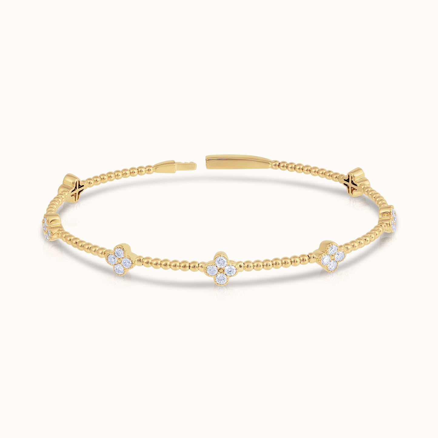 Lab Grown Diamond Flexible Beaded Flower Cluster Bangle - AVIR New York