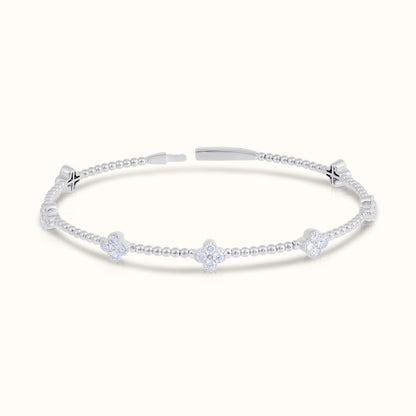 Lab Grown Diamond Flexible Beaded Flower Cluster Bangle - AVIR New York