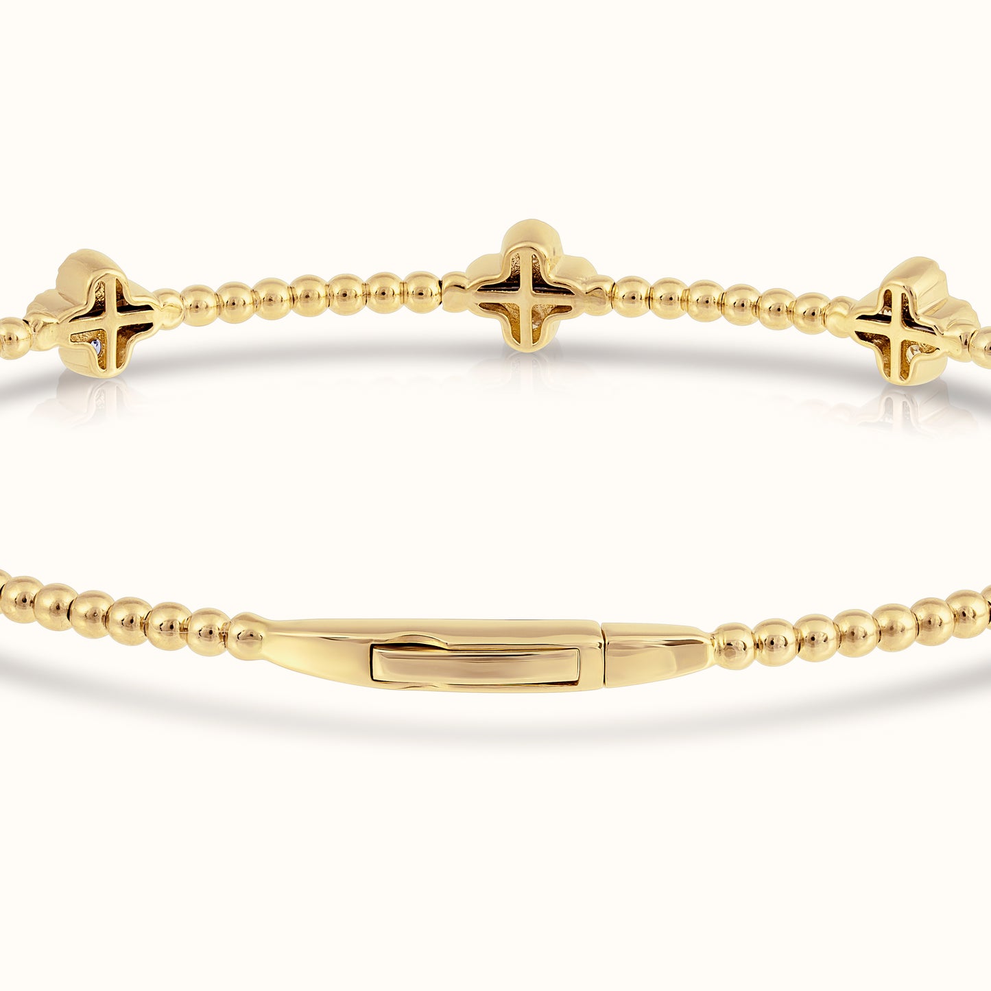 Natural Diamond Flexible Beaded Flower Cluster Bangle - AVIR New York