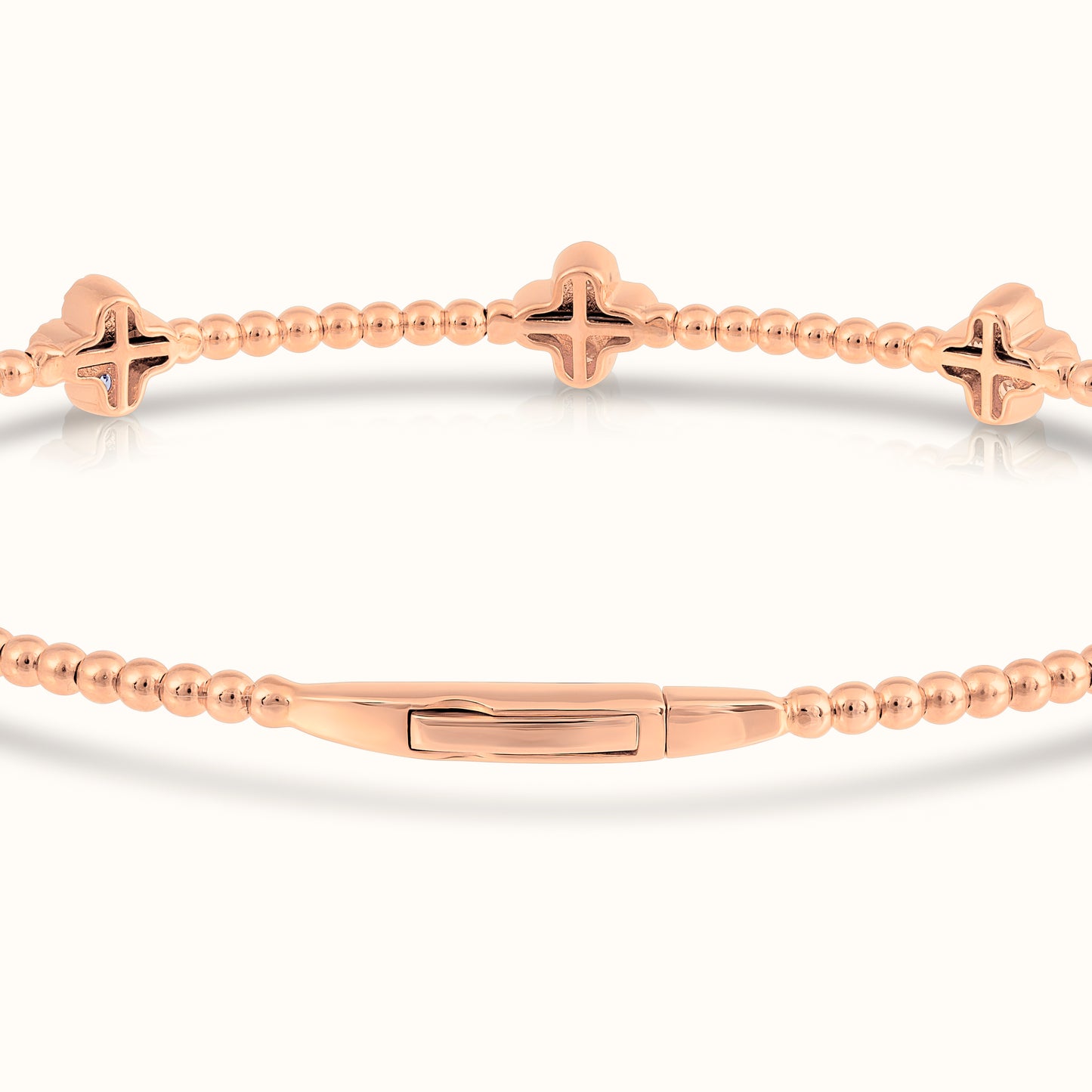 Natural Diamond Flexible Beaded Flower Cluster Bangle - AVIR New York