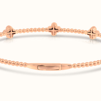 Natural Diamond Flexible Beaded Flower Cluster Bangle - AVIR New York