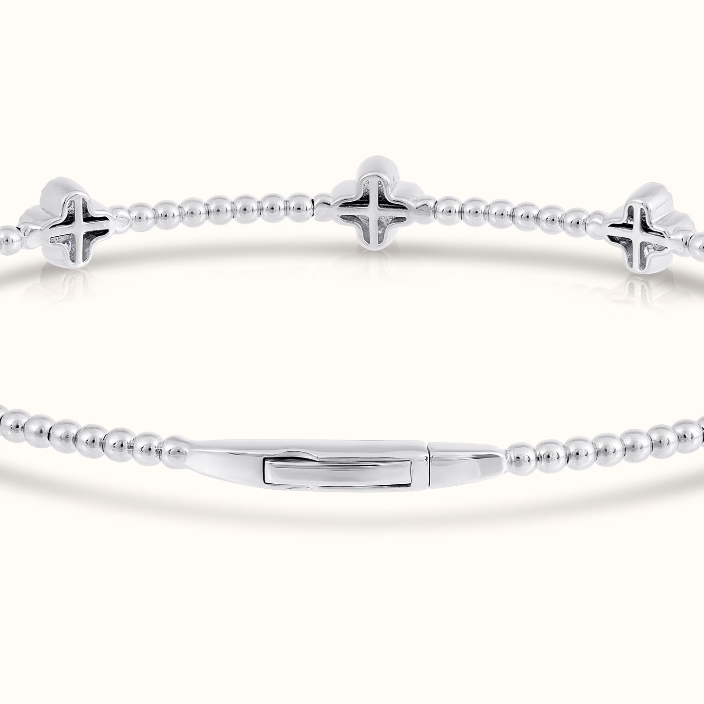 Natural Diamond Flexible Beaded Flower Cluster Bangle - AVIR New York