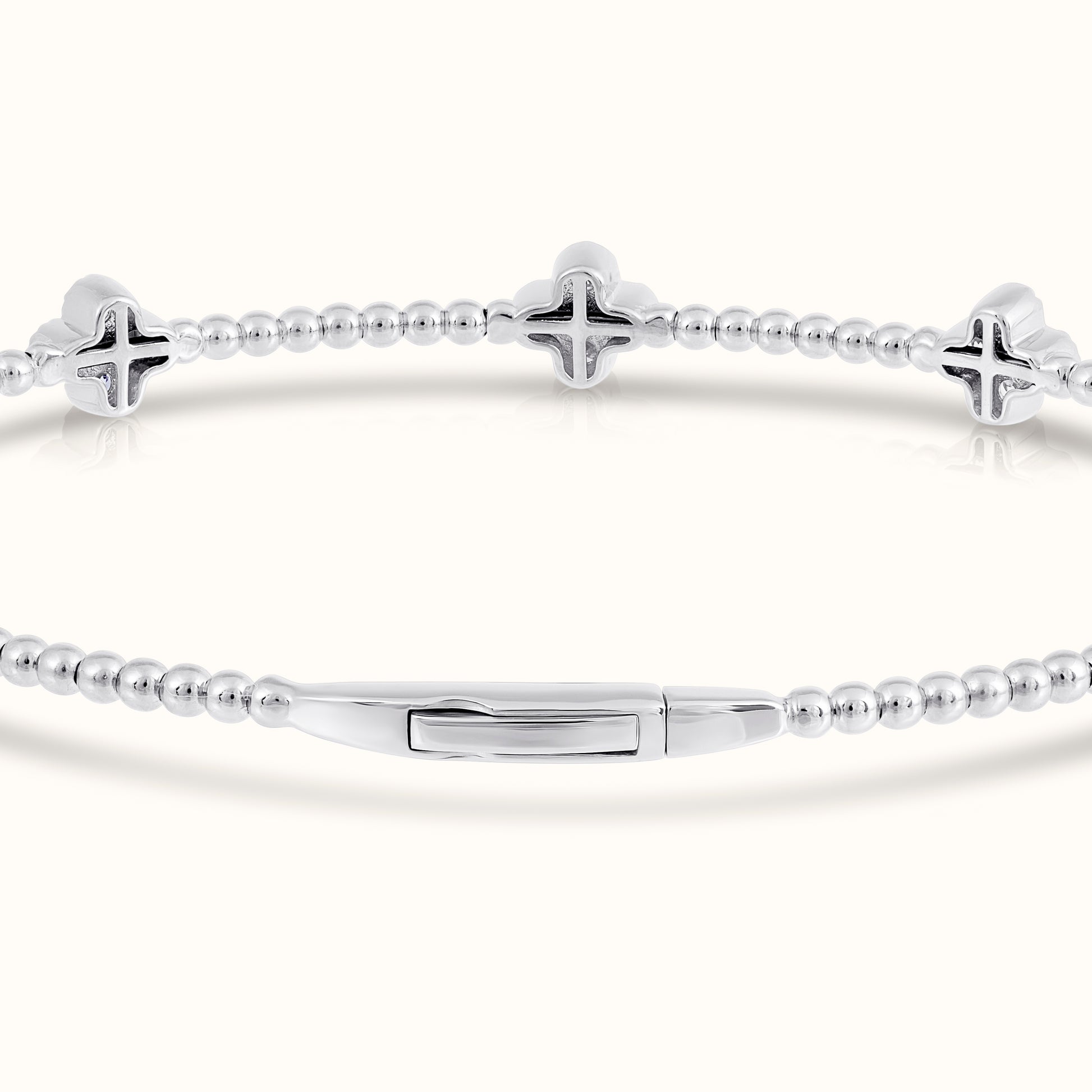 Natural Diamond Flexible Beaded Flower Cluster Bangle - AVIR New York