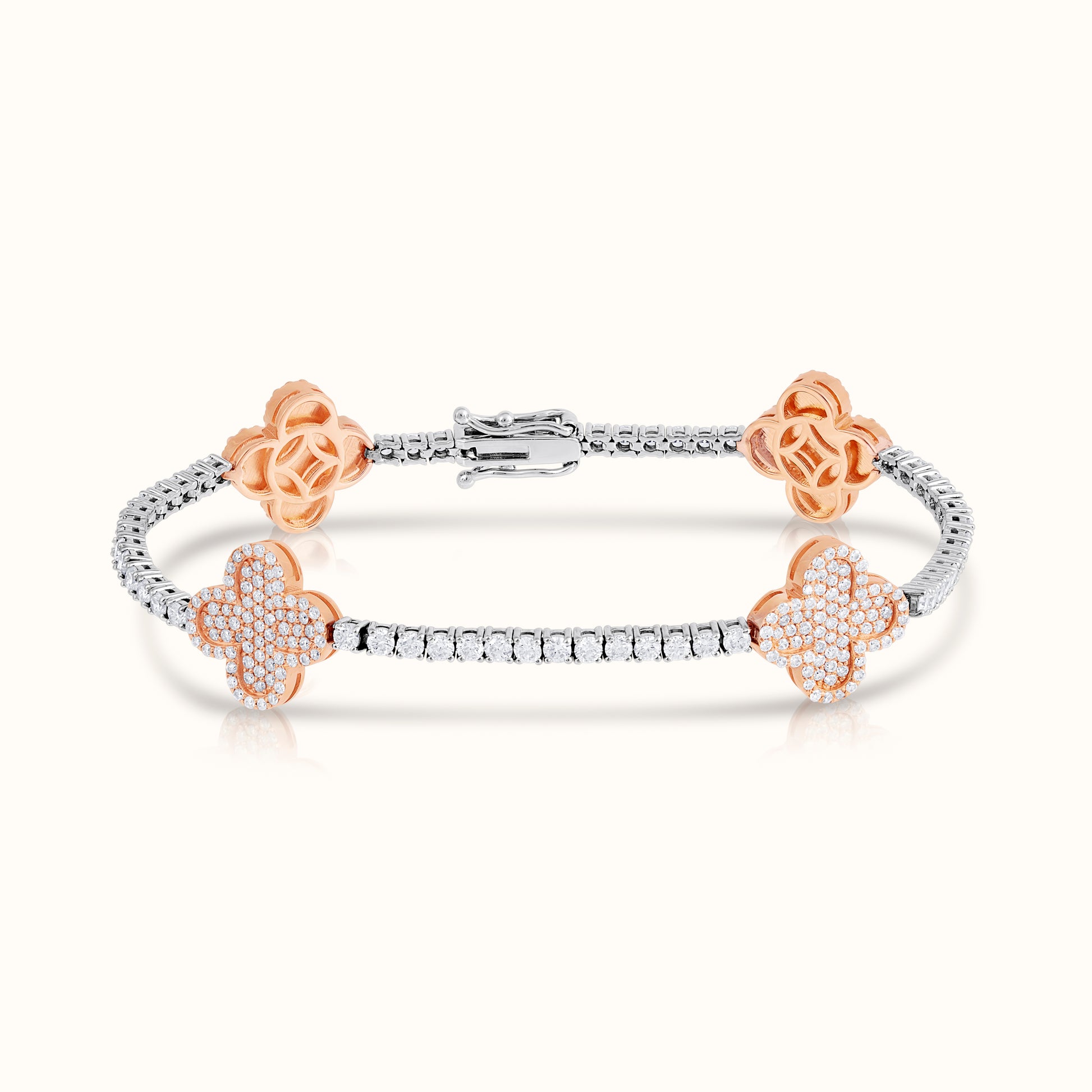 Natural Diamond Tennis Bracelet with Clovers - AVIR New York