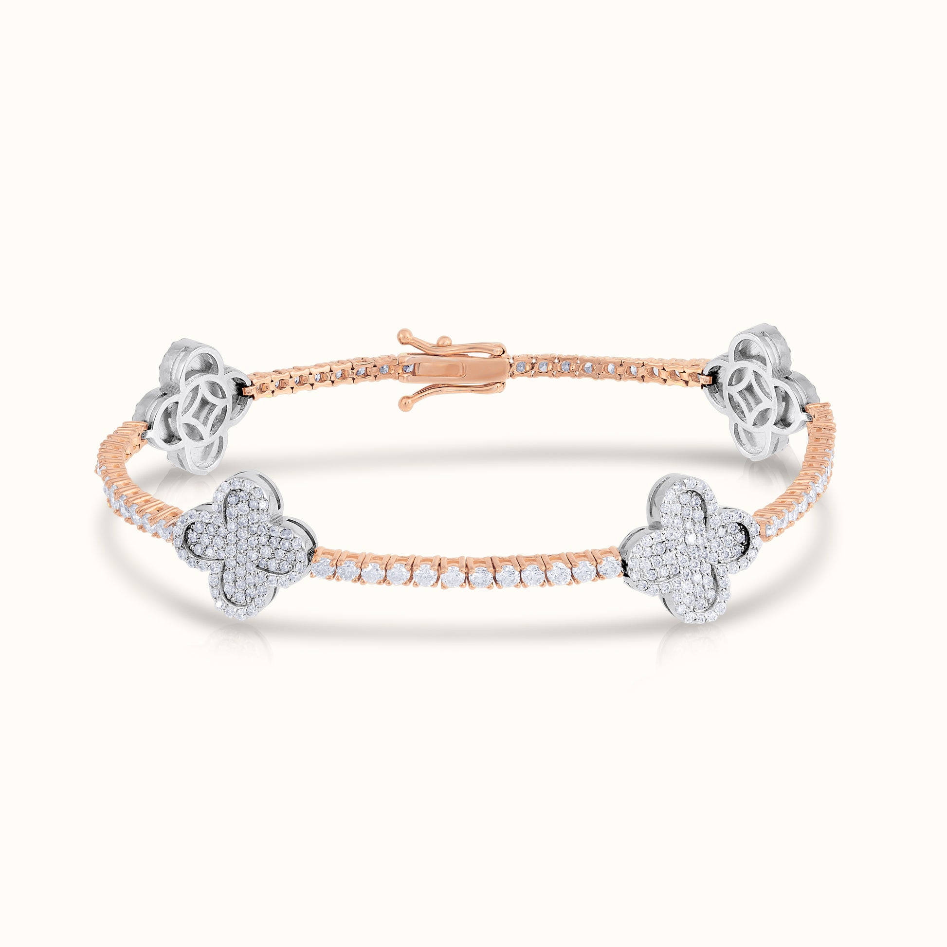 Natural Diamond Tennis Bracelet with Clovers - AVIR New York