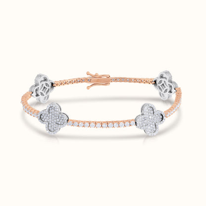 Natural Diamond Tennis Bracelet with Clovers - AVIR New York