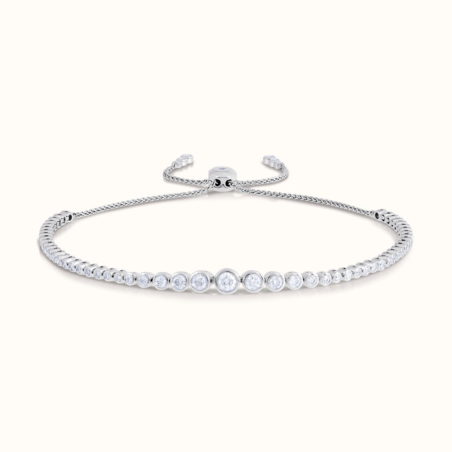 Graduated Bezel Set Bolo Natural Diamond Bracelet - AVIR New York