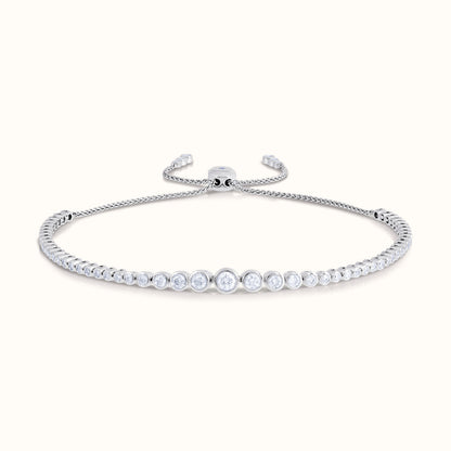 Graduated Bezel Set Bolo Natural Diamond Bracelet - AVIR New York