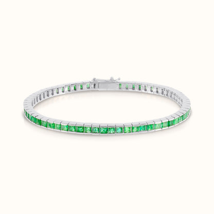Channel Set Princess Cut Emerald Tennis Bracelet - AVIR New York