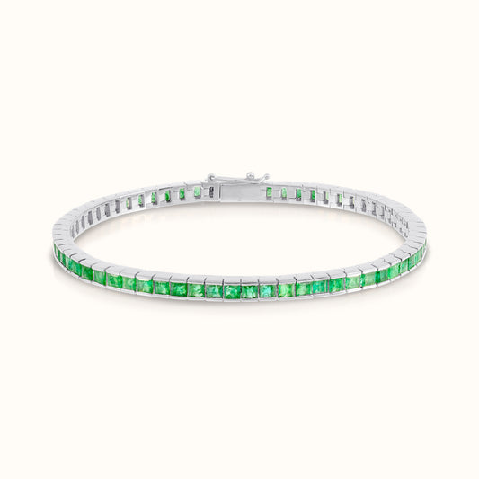 Channel Set Princess Cut Emerald Tennis Bracelet - AVIR New York