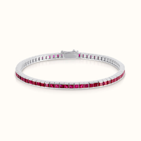 Channel Set Princess Cut Ruby Tennis Bracelet - AVIR New York