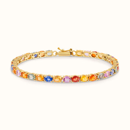 Muticolour Sapphire Oval Tennis Bracelet - AVIR New York