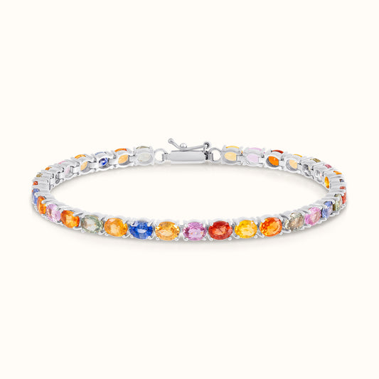 Muticolour Sapphire Oval Tennis Bracelet - AVIR New York