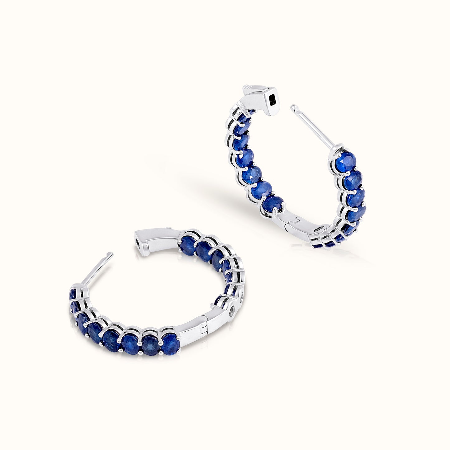 Sapphire Oval Cut Hoop Earrings - AVIR New York