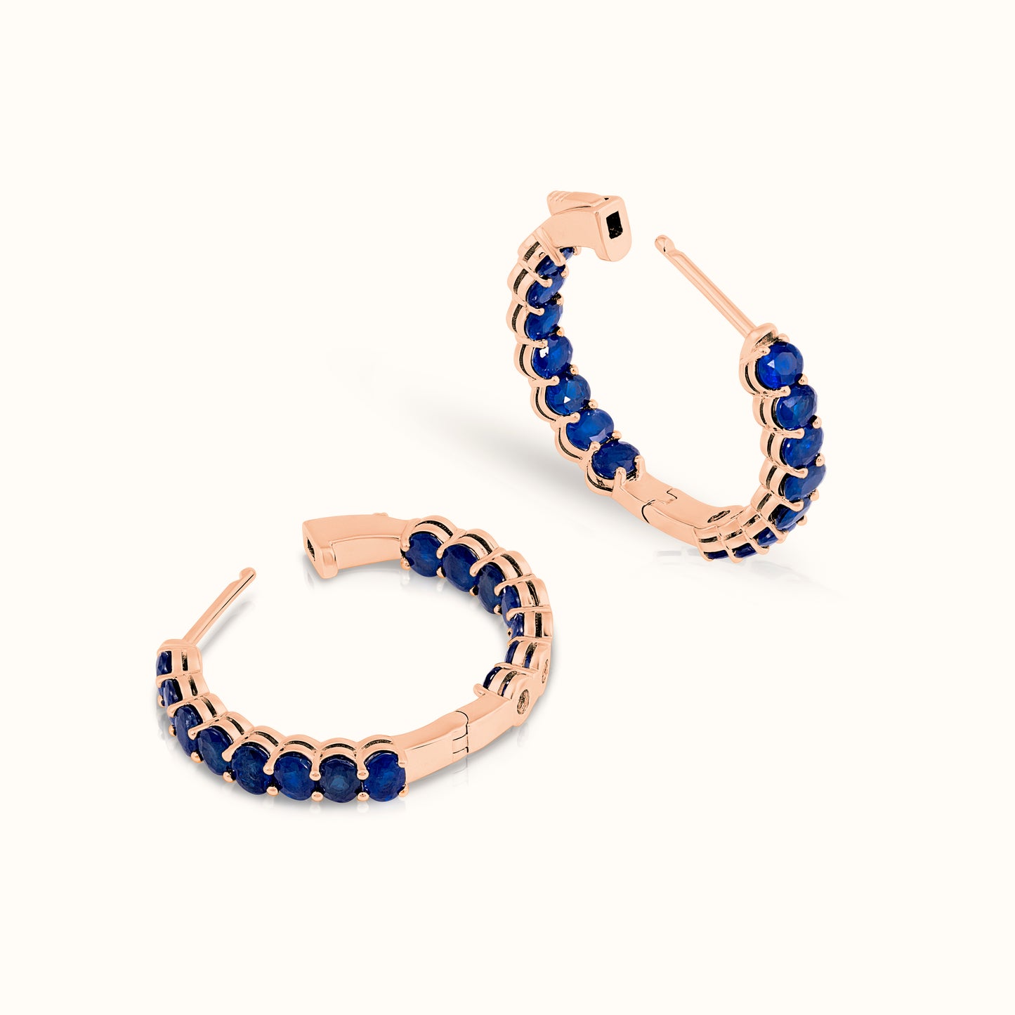 Sapphire Oval Cut Hoop Earrings - AVIR New York