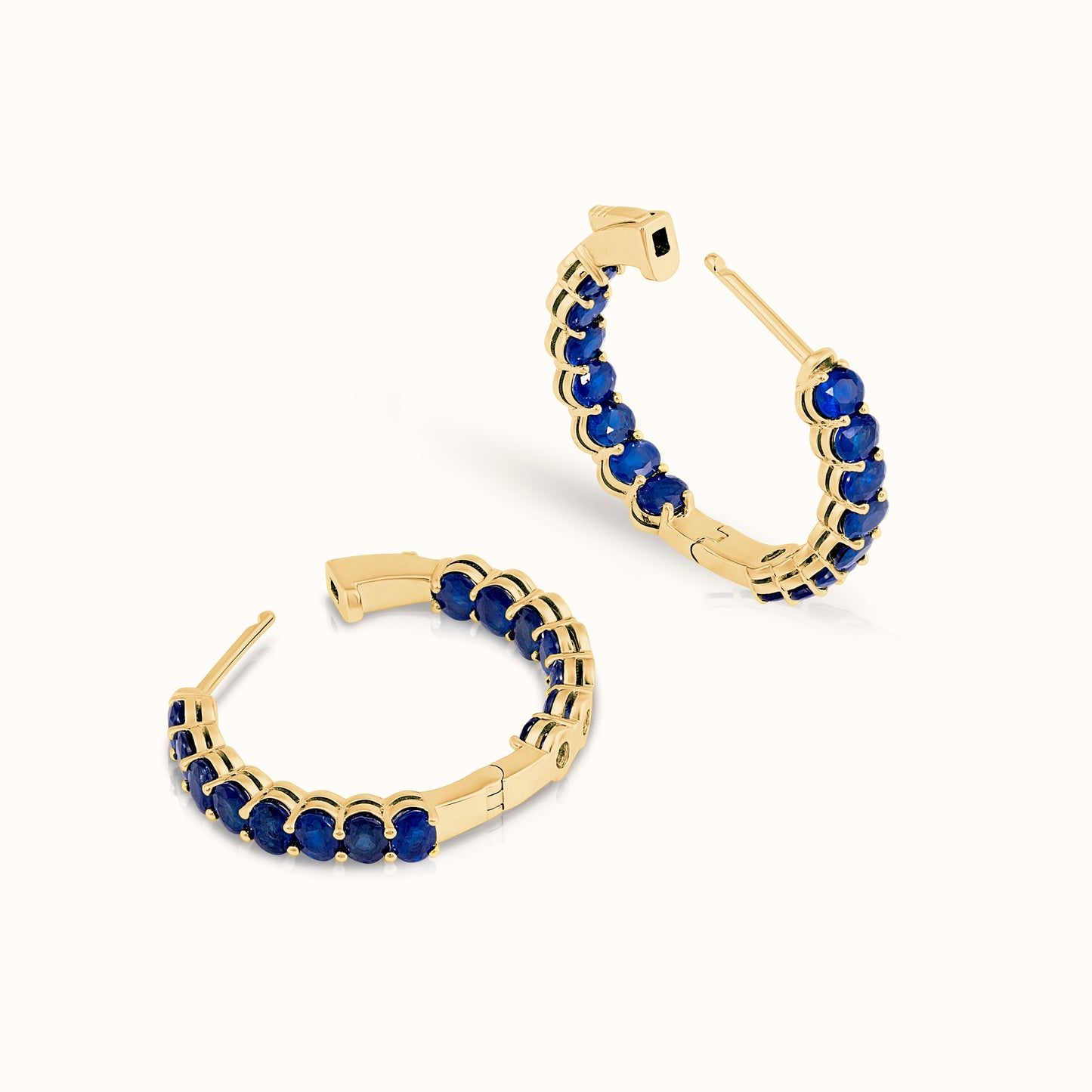 Sapphire Oval Cut Hoop Earrings - AVIR New York