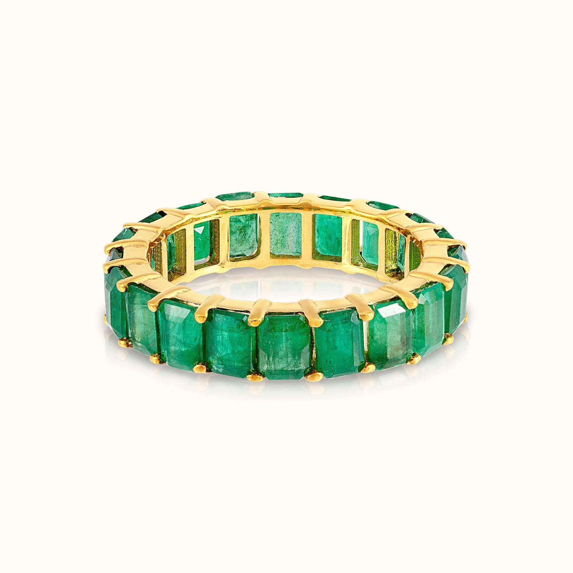 Green Sapphire Emerald Cut Eternity Ring - AVIR New York
