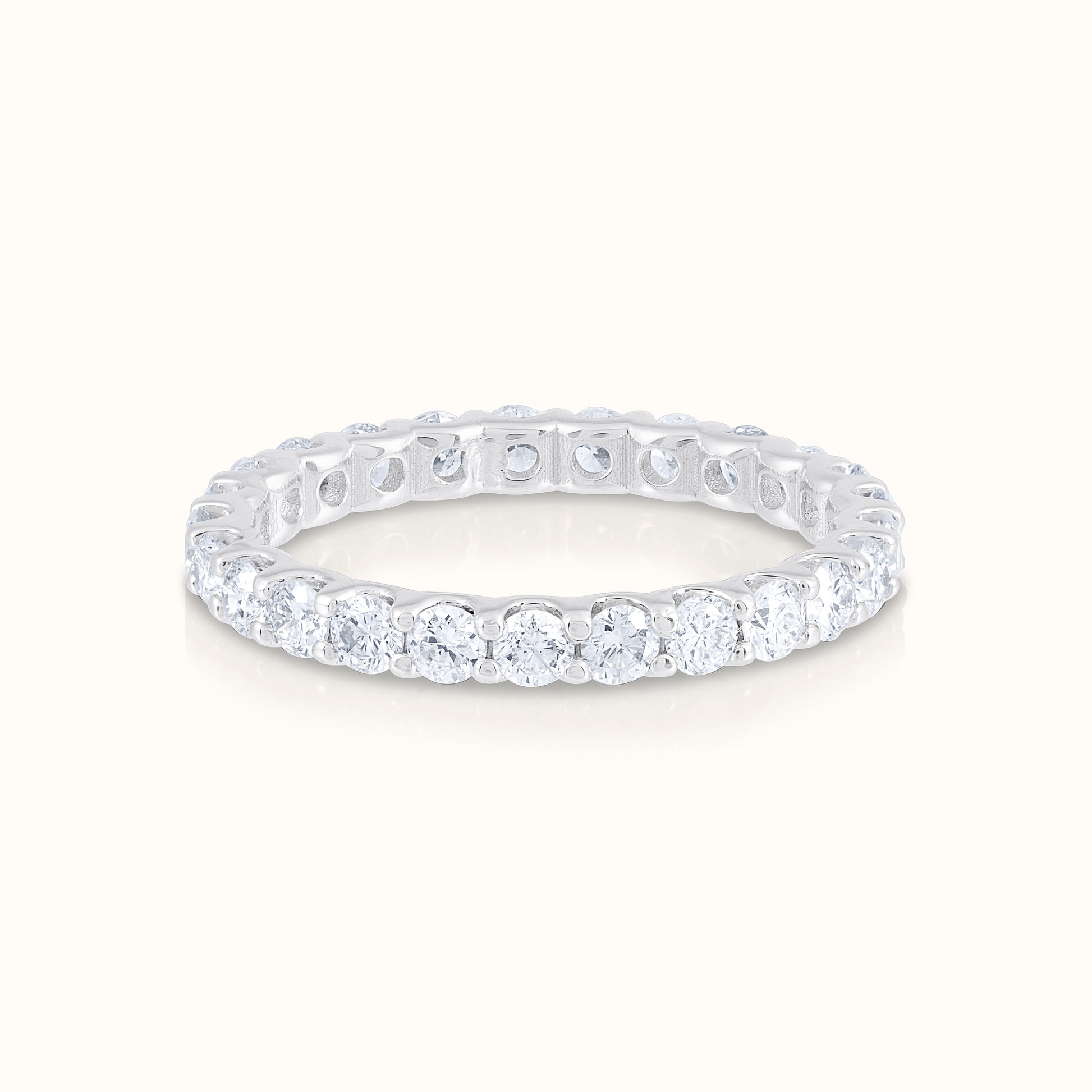 4 Prong Lab Grown Diamond Solitaire 16 Inch Necklace and Full Eternity Ring Set - AVIR New York