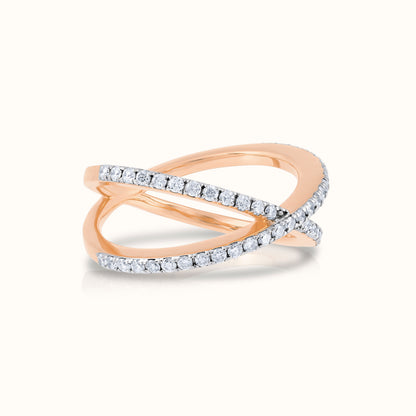 Criss Cross Half Way Natural Diamond Ring - AVIR New York