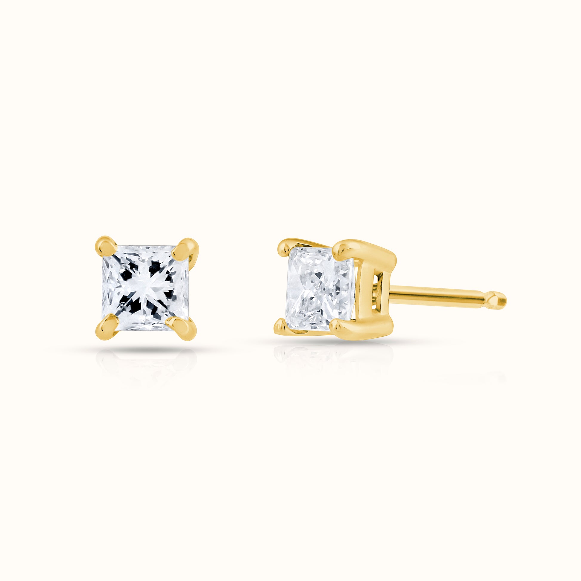 Princess Cut IGI Certified Lab Grown Diamond Stud Earrings - AVIR New York