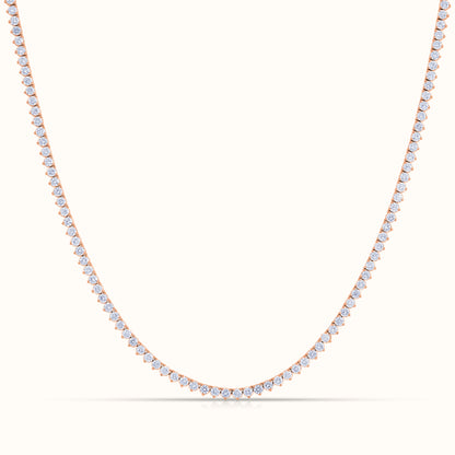 Three Prong Natural Diamond Tennis Necklace - AVIR New York