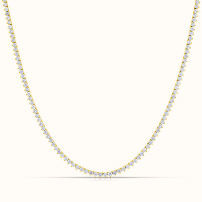 Three Prong Natural Diamond Tennis Necklace - AVIR New York