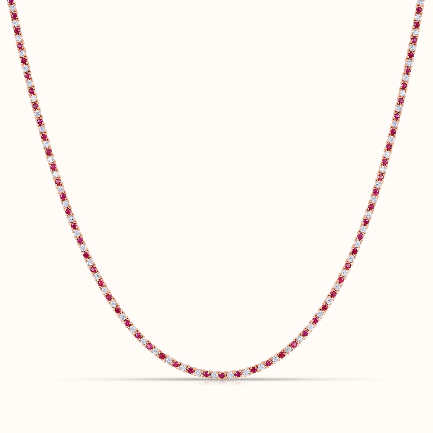 Alternating Ruby and Natural Diamond Tennis Necklace - AVIR New York
