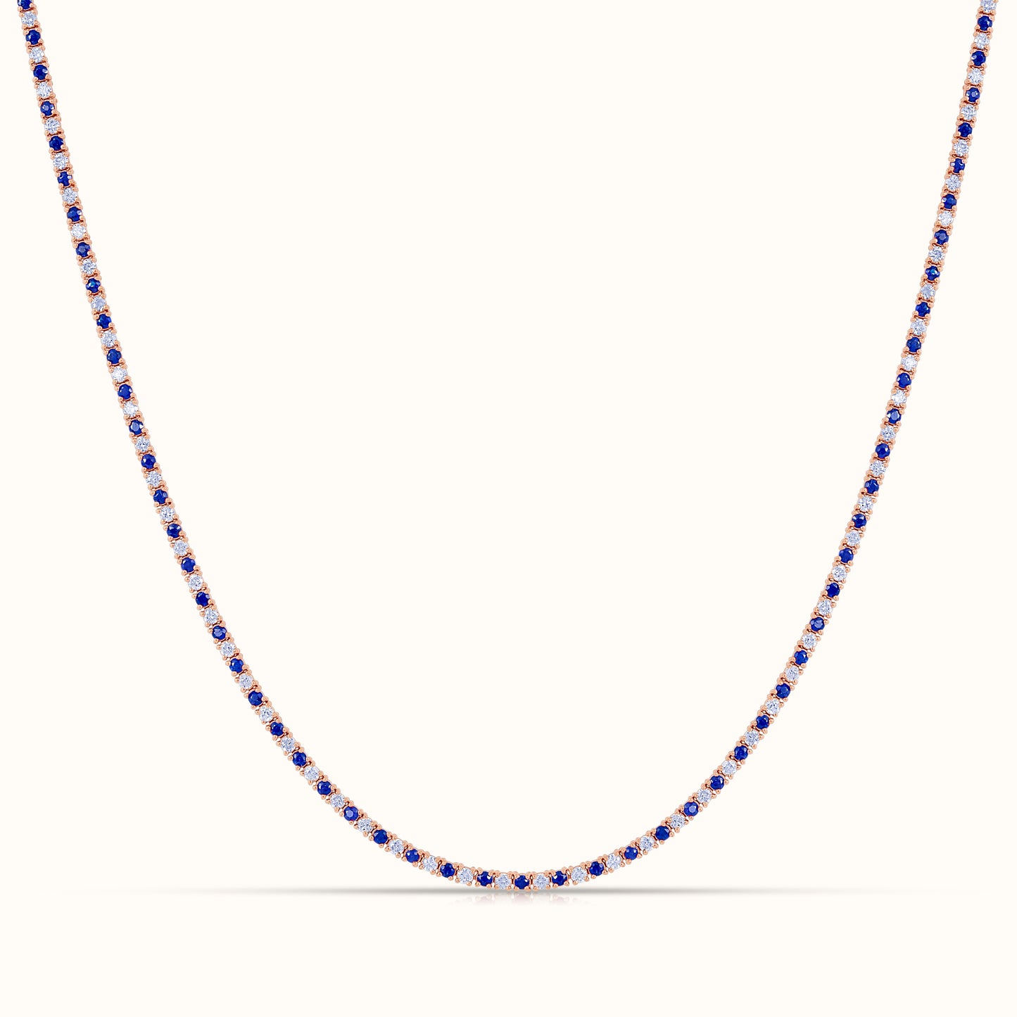 Alternating Sapphire and Natural Diamond Tennis Necklace - AVIR New York