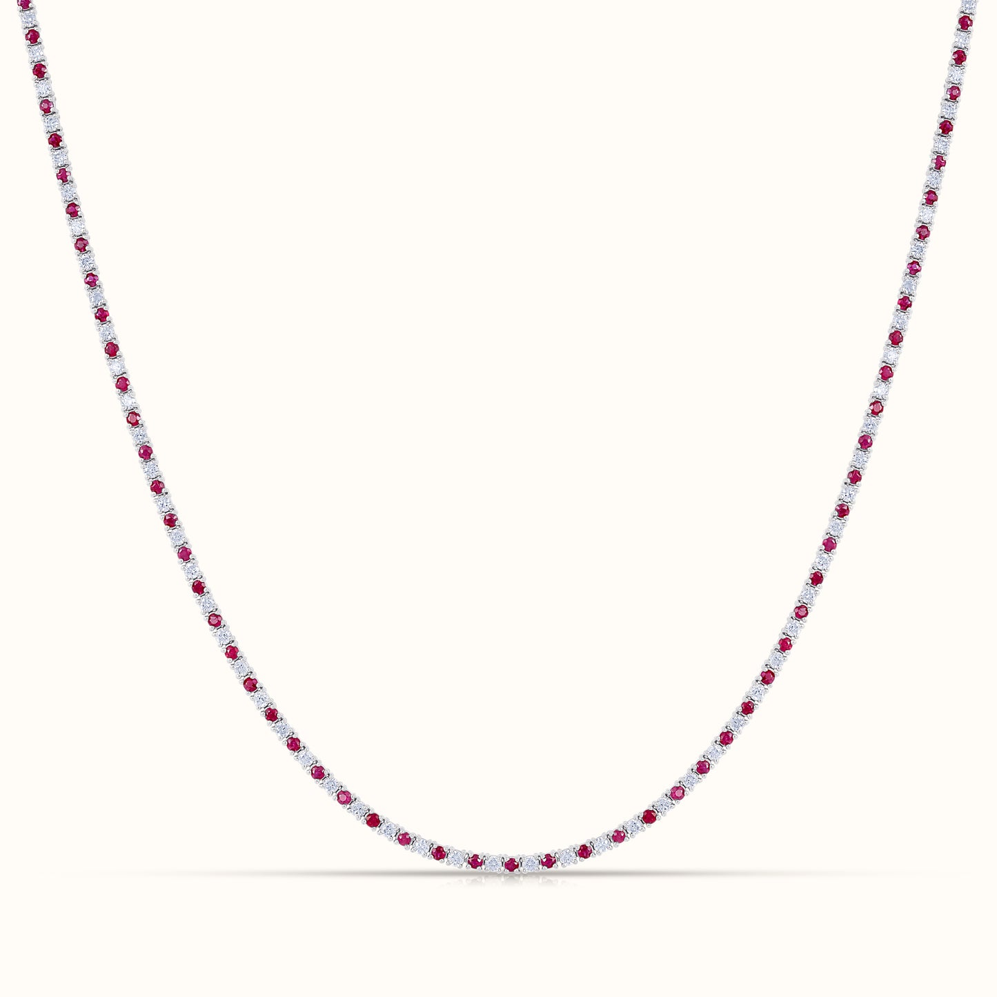Alternating Ruby and Natural Diamond Tennis Necklace - AVIR New York
