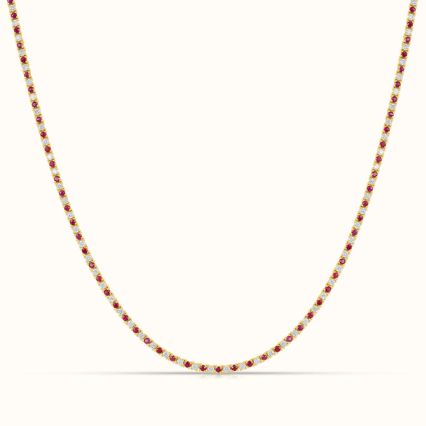 Alternating Ruby and Natural Diamond Tennis Necklace - AVIR New York