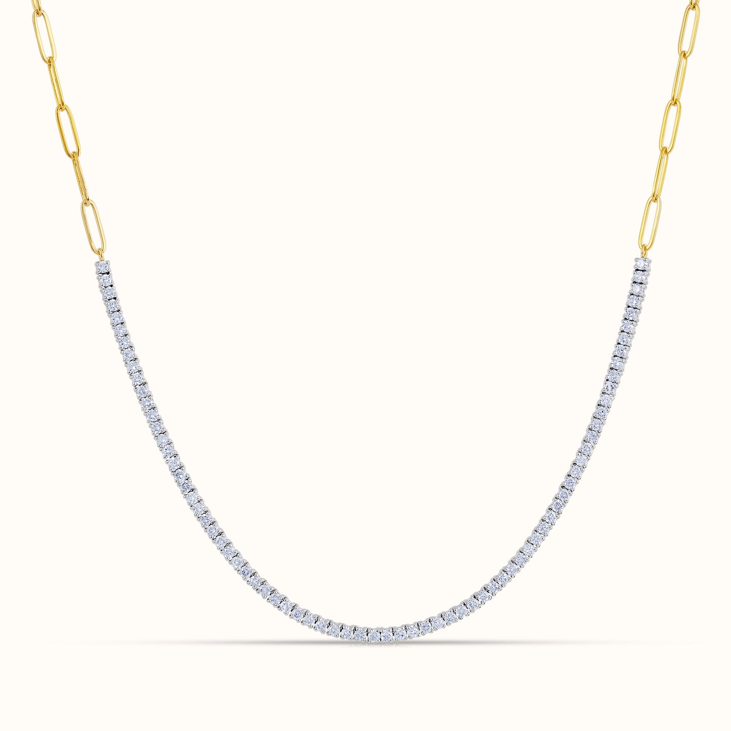 Half Paperclip and Lab Grown Diamond Bracelet, 17 Inch Necklace, and Link Earrings Set - AVIR New York