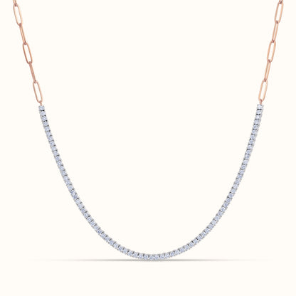 Half Paperclip and Lab Grown Diamond Bracelet, 17 Inch Necklace, and Link Earrings Set - AVIR New York