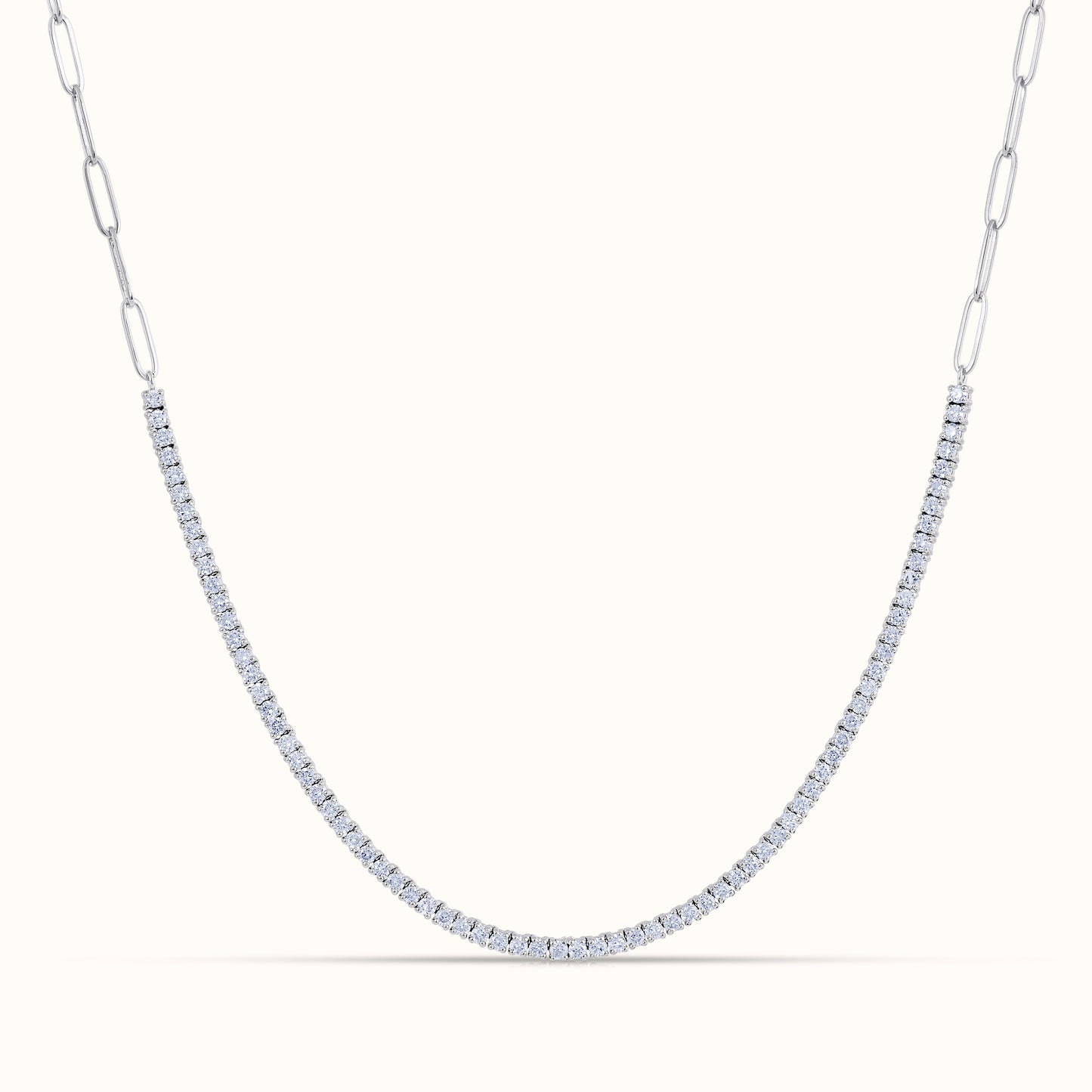 Half Paperclip and Lab Grown Diamond Bracelet, 17 Inch Necklace, and Link Earrings Set - AVIR New York