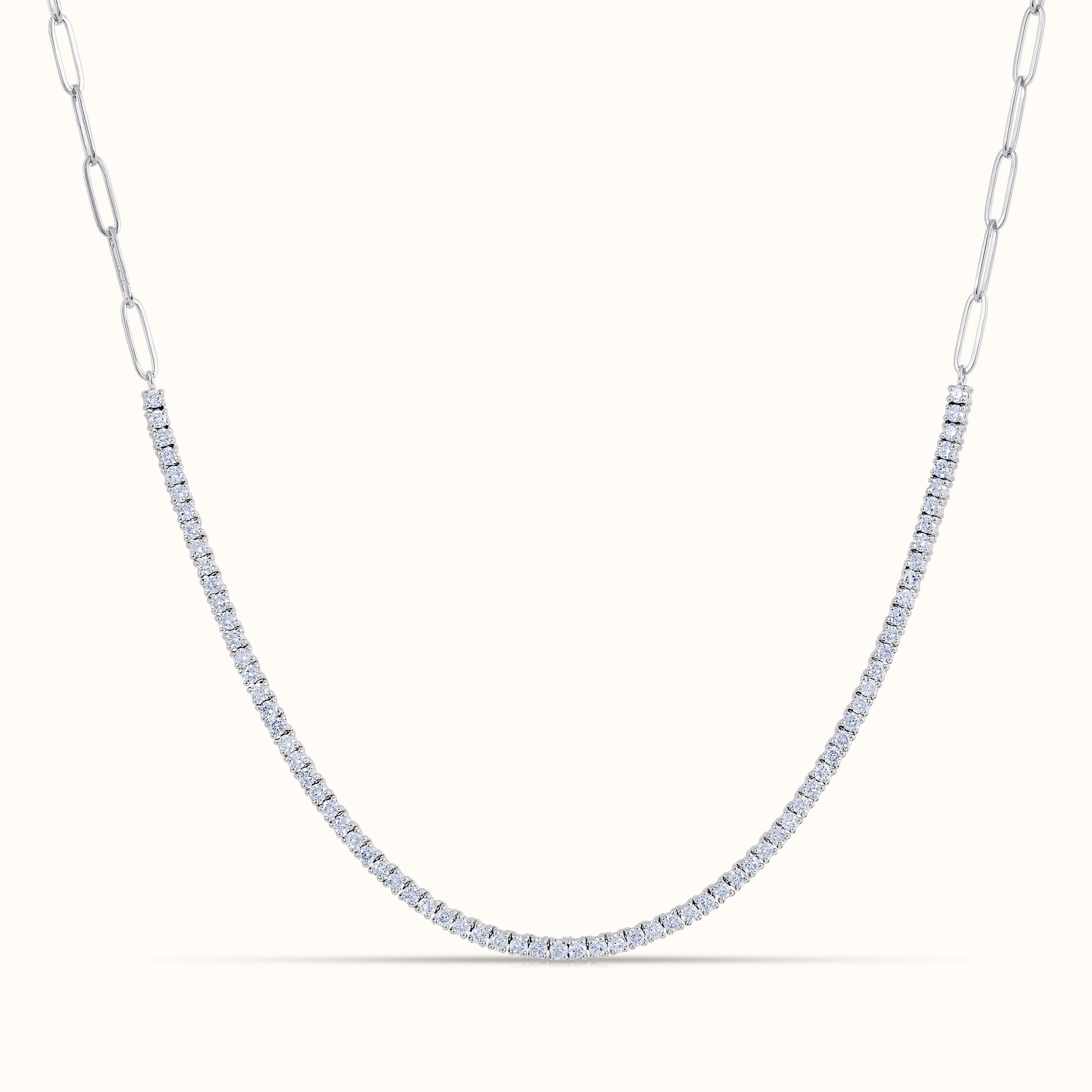 Half Paperclip and Lab Grown Diamond Bracelet, 17 Inch Necklace, and Link Earrings Set - AVIR New York
